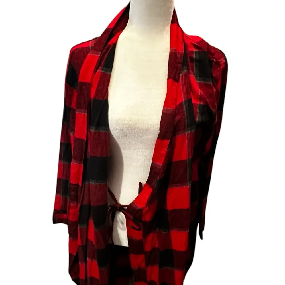 STARS ABOVE Perfectly Cozy Buffalo Check Flannel Robe in Red‎ Size M/L NEW NWT